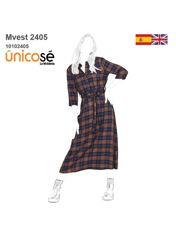 MOLDE VESTIDO CAMISERO MUJER 2405