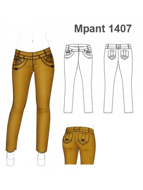 Moldes de Pantalon de Mezclilla para Mujeres - tipo Jean